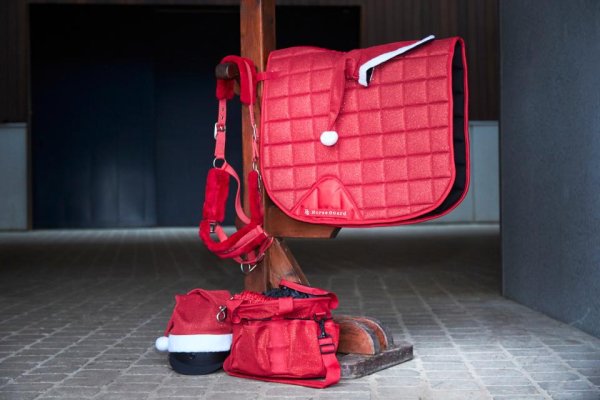 Dressyrschabrak Mesh Glitter Röd Horse Guard