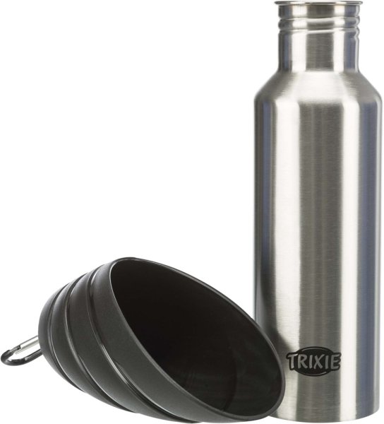 Vattenflaska rostfri med skål Trixie