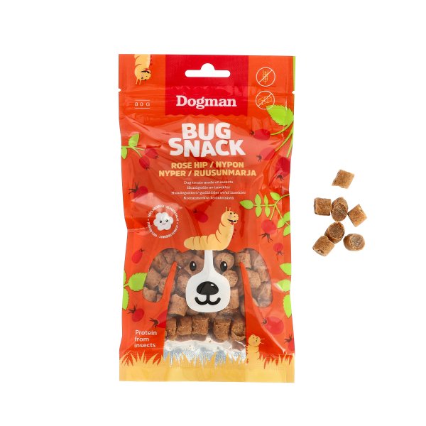 Bug Snack Rose Hip Hundgodis 80g Dogman