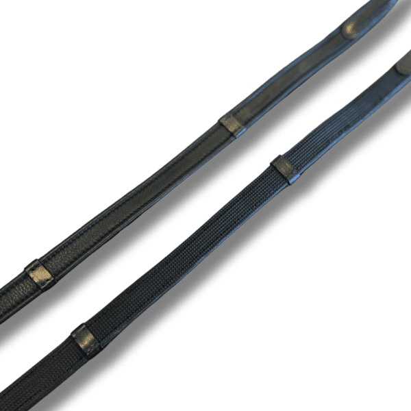 Rundsydda lädertyglar med gummi svart